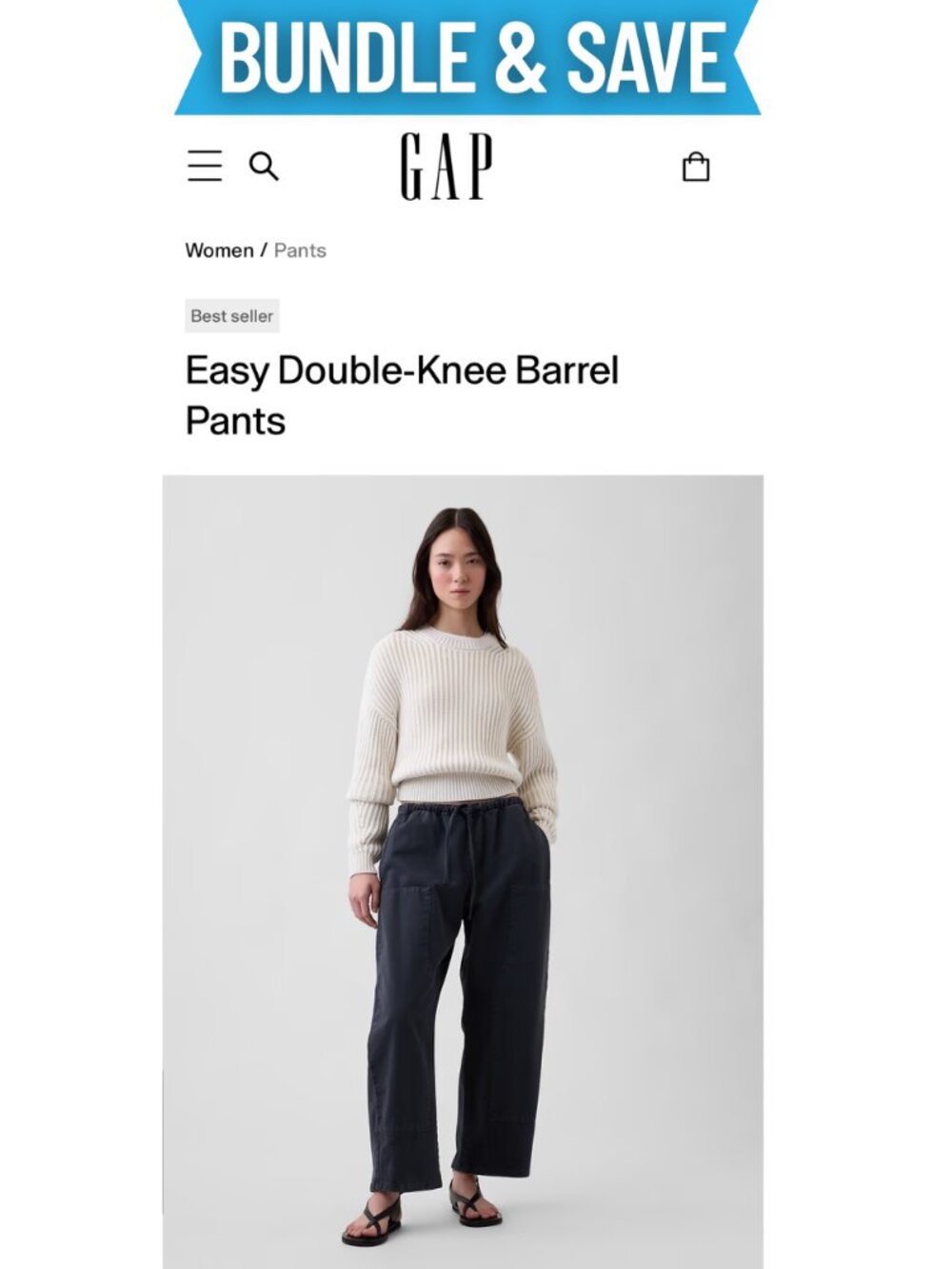 Gap Easy Double-Knee Barrel Pants - NWOT